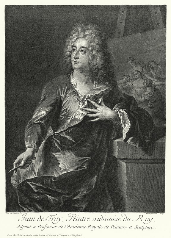 Selbstporträt des französischen Künstlers Jean François de Troy (Stich) von German School