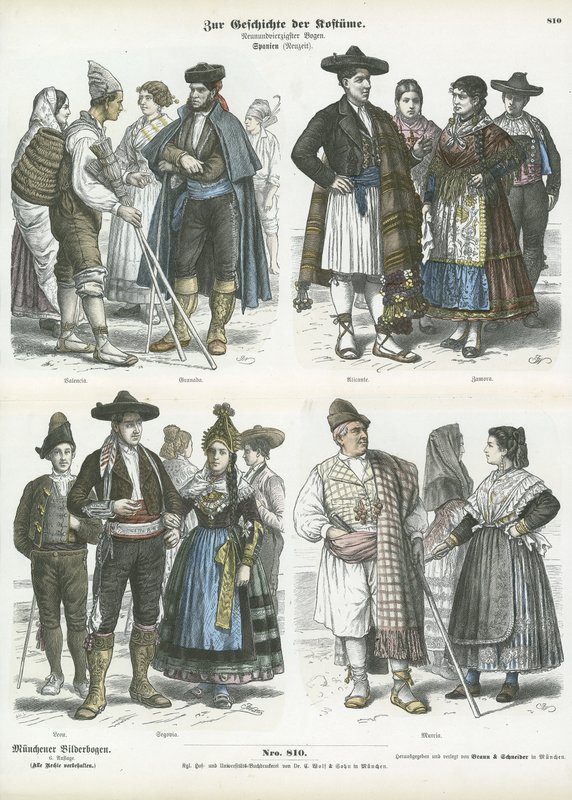 Spanische regionale Kostüme, 19. Jahrhundert von German School
