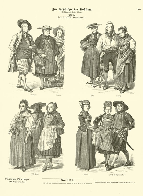 Schweizer Kostüme, späte 18. Jahrhundert von German School