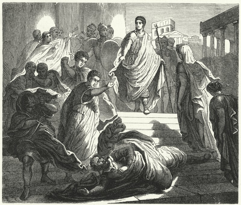 Tarquinius Superbus ermordet seinen Schwiegervater Servius Tullius, um den römischen Thron zu beanspruchen von German School
