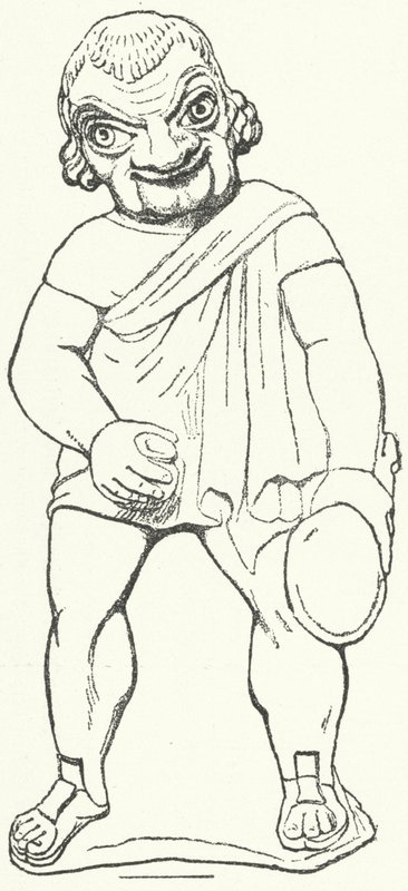 Terrakotta-Statuette eines römischen Schauspielers als Parasit aus einem Lustspiel des Dramatikers Plautus (Stich) von German School