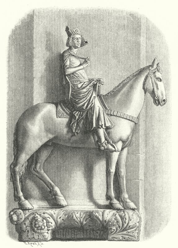 Der Bamberger Reiter, Statue im Bamberger Dom, Deutschland (Stich) von German School