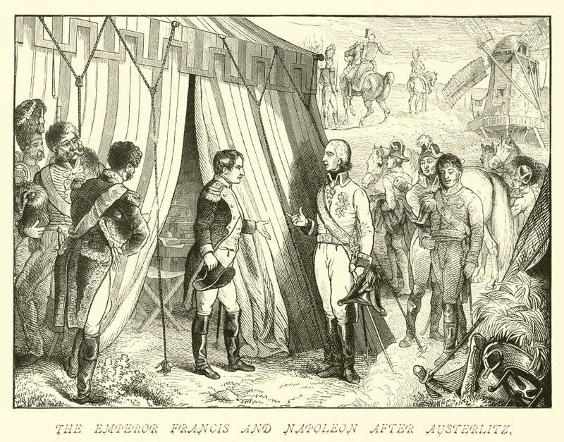 Der Kaiser Franz und Napoleon nach Austerlitz von German School