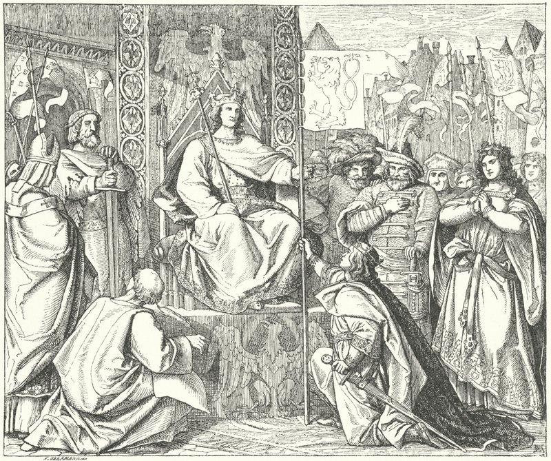 Der Heilige Römische Kaiser Heinrich VII. ruft seinen Sohn, Johann von Böhmen, zurück von German School