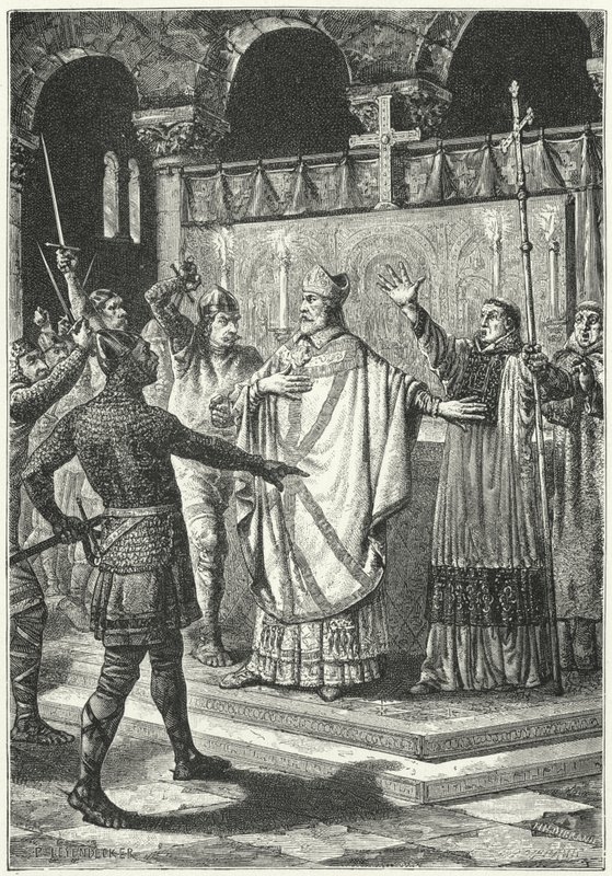 Die Ermordung von Thomas Becket in der Kathedrale von Canterbury von German School