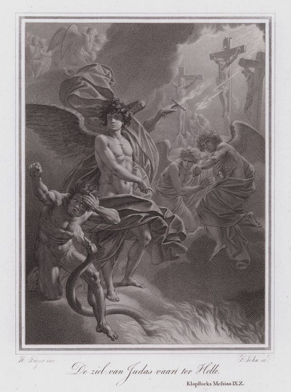 Die Seele des Judas auf dem Weg zur Hölle (Gravur) von German School