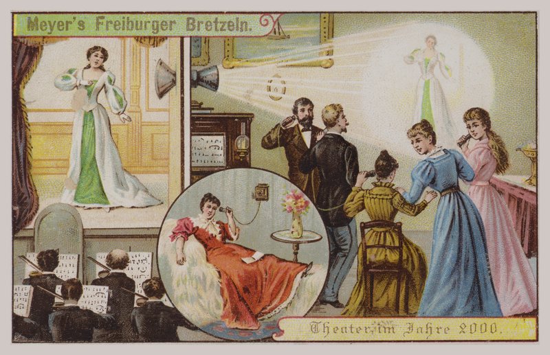 Theater im Jahr 2000 (Chromolithografie) von German School