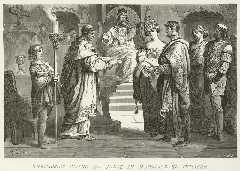 Theodosius gibt seine Nichte Stilicho zur Ehe von German School