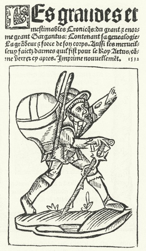 Titelseite der bekanntesten Ausgabe von Gargantua, einem Roman von François Rabelais (Stich) von German School