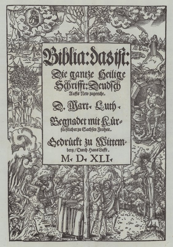 Titelseite einer Ausgabe der Bibel von Martin Luther von 1541 von German School