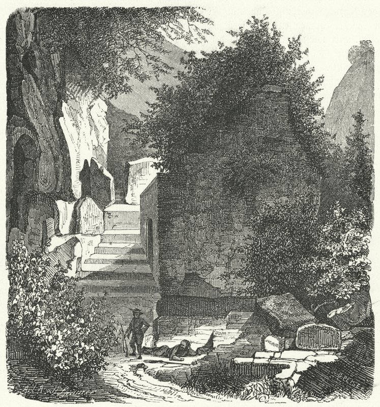 Grab des römischen Dichters Vergil, Posillipo, Neapel (Stich) von German School