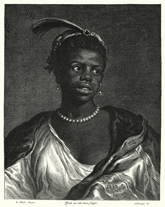 Porträt einer schwarzen Frau (Stich) von Govaert (after) Flinck