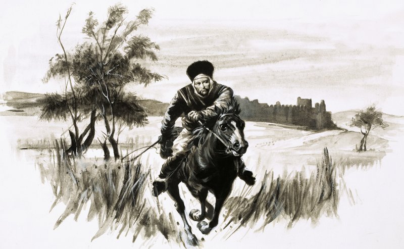 Bruder John auf einem feurigen mongolischen Pferd von Graham Coton