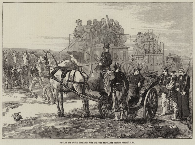 Private und öffentliche Kutschen für den Ambulanzdienst außerhalb von Paris von Guillaume Regamey