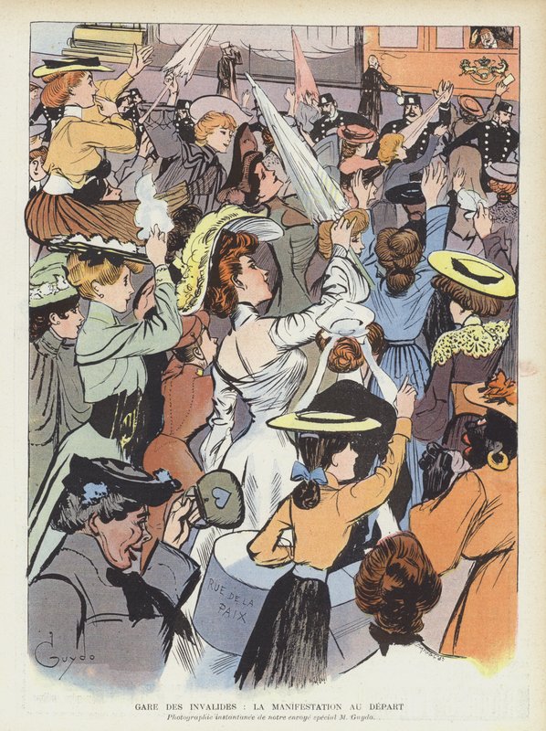 Frauen verabschieden sich von König Edward VII., als er den Gare des Invalides in Paris verlässt nach seinem ? von Guillaume Le Barrois dOrgeval