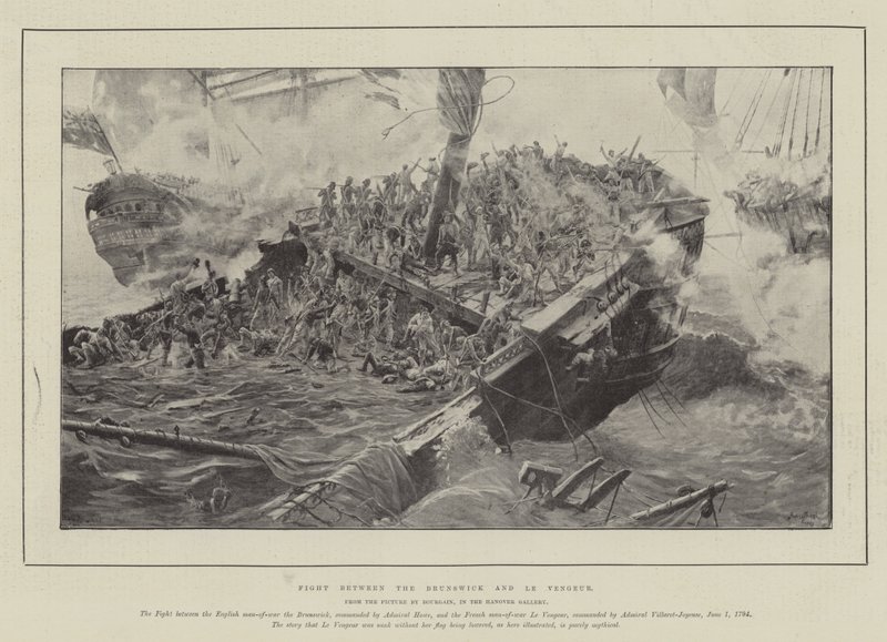 Kampf zwischen der Brunswick und Le Vengeur von Gustave Bourgain