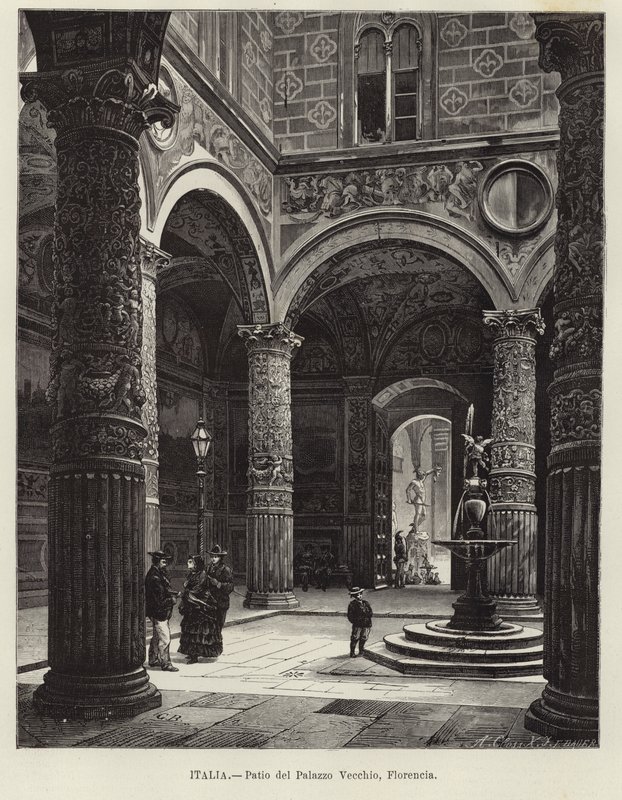 Italien - Innenhof des Palazzo Vecchio, Florenz von Gustave Bauernfeind