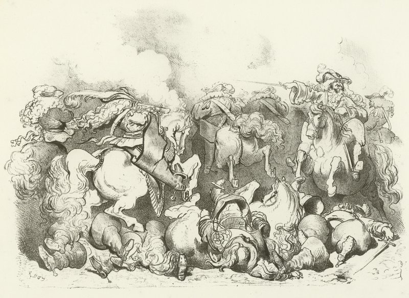 Ein Angriff der leichten Kavallerie unter der Herrschaft von Ludwig XIV von Gustave Dore