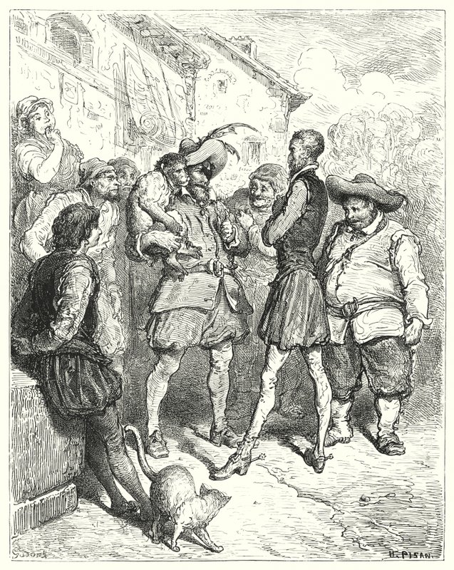 Don Quijote: "Bei diesen Worten stand Don Quijote erstaunt da" (Gravur) von Gustave Dore