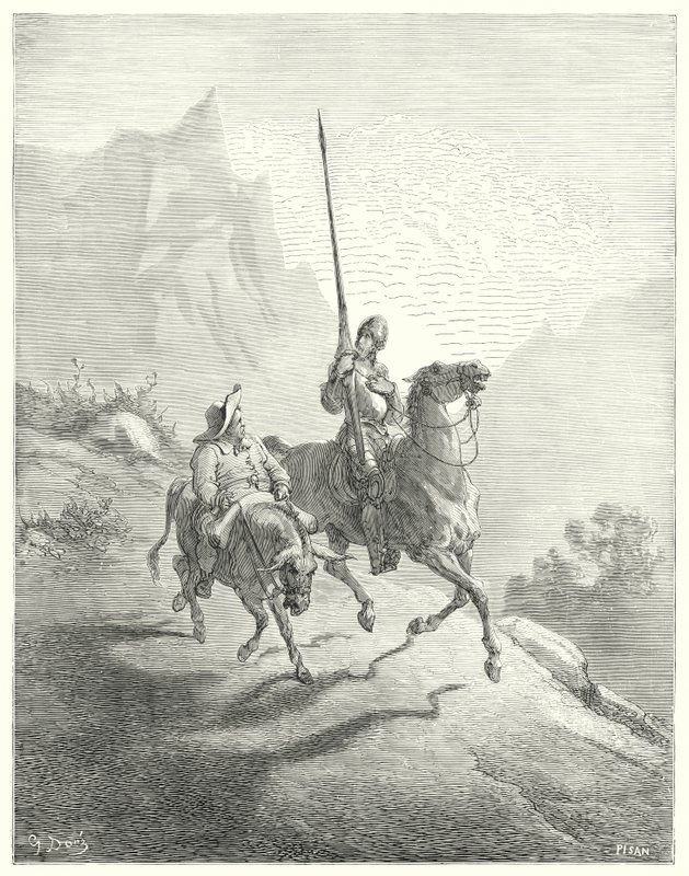 Gustave Dorés Don Quixote: "Es war noch früh am Morgen, zu welcher Zeit die Sonnenstrahlen nicht so störend waren" von Gustave Dore