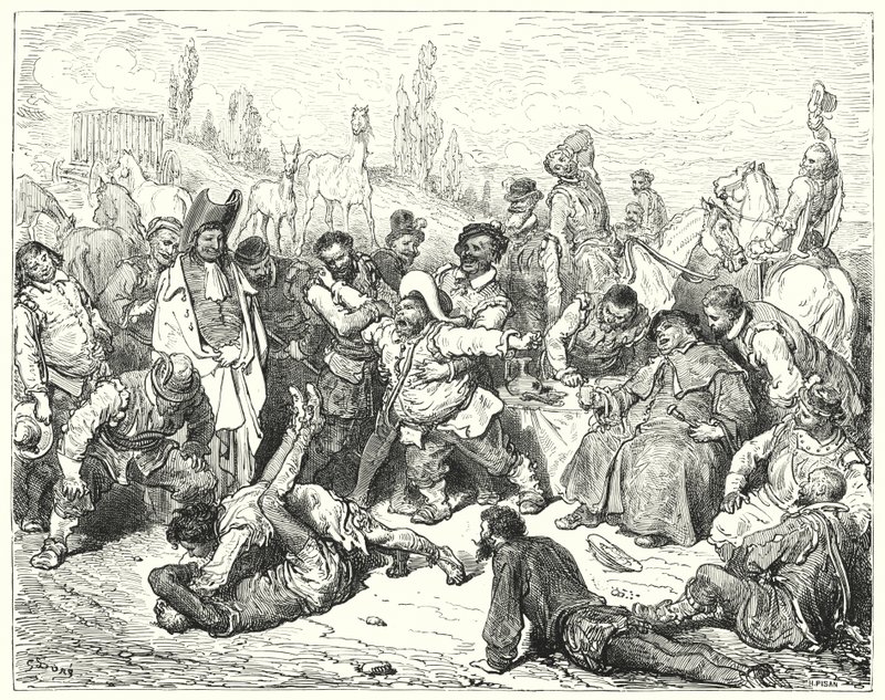 Gustave Dorés Don Quixote: "Sancho Panza allein war verärgert, ärgerte sich zu Tode und tobte wie ein Verrückter" von Gustave Dore