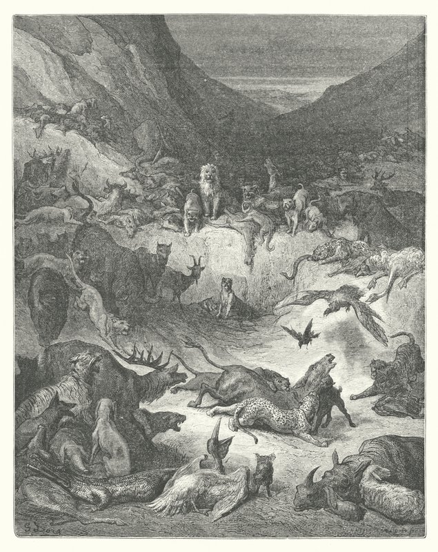 Die Fabeln von La Fontaine: Die Tiere, die an der Pest erkrankten von Gustave Dore