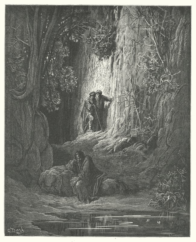 Die Fabeln von La Fontaine: Der Schiedsrichter, Almosenier und Einsiedler von Gustave Dore