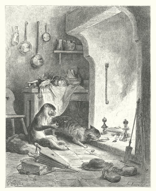 Die Fabeln von La Fontaine: Der Affe und die Katze von Gustave Dore