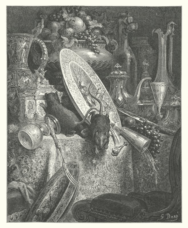 Die Fabeln von La Fontaine: Die Stadtmaus und die Landmaus von Gustave Dore
