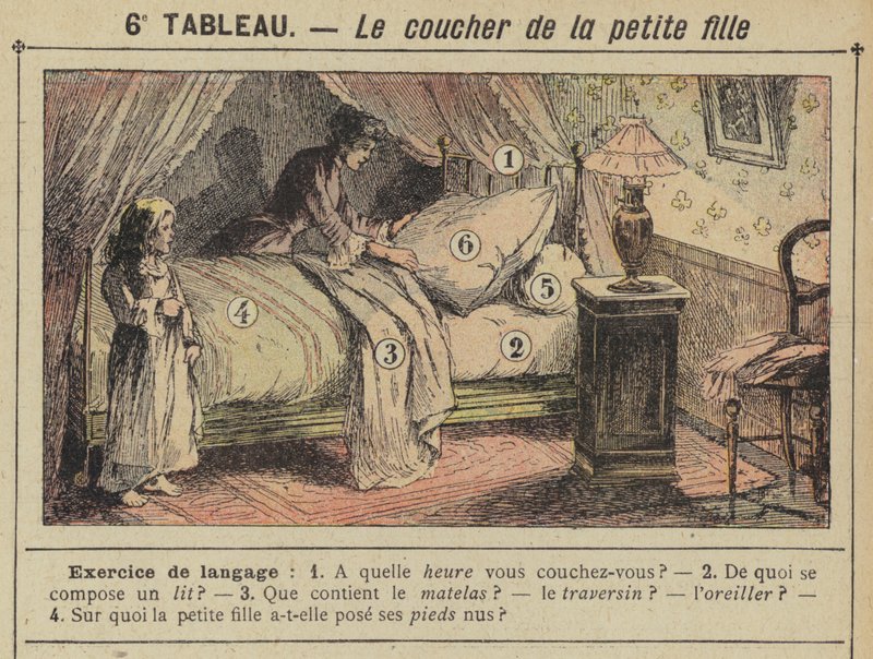 Das Zubettgehen des kleinen Mädchens (Farblithografie) von Gustave Fraipont