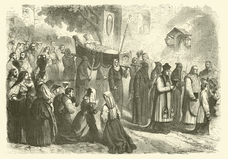 Begräbnisprozession eines jungen Mädchens, Sparanise, Italien von Gustave Janet