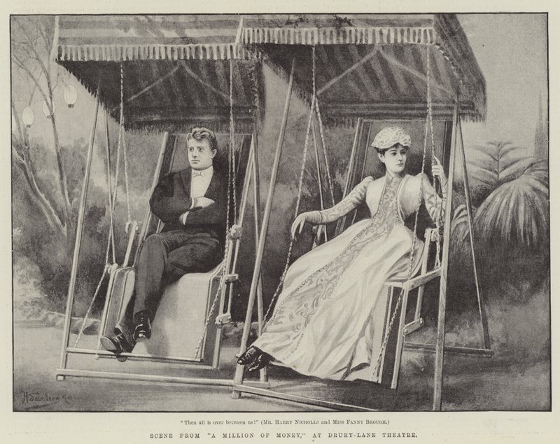 Szene aus A Million of Money, im Drury-Lane Theatre von H. Saunders
