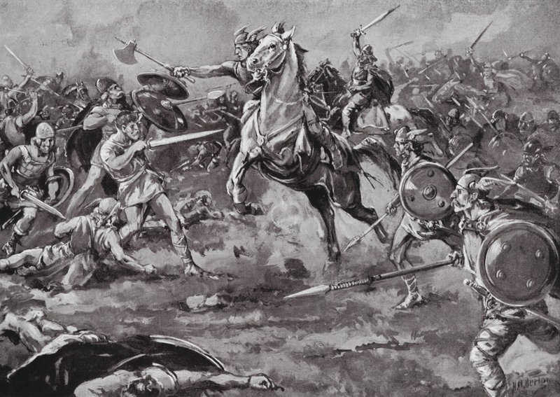 Die Franken helfen bei der Niederlage der Hunnen von H. M. (after) Burton