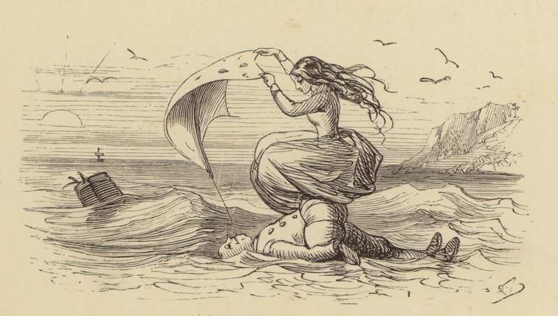 Arabella rettet Sur Guy vor dem Ertrinken von Hablot Knight Browne