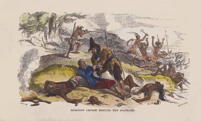 Robinson Crusoe rettet den Spanier von after Hablot Knight Browne