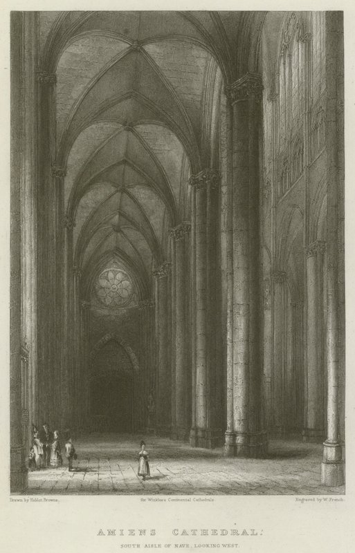 Kathedrale von Amiens, Südliches Seitenschiff des Kirchenschiffs, Blick nach Westen von Hablot Knight Browne