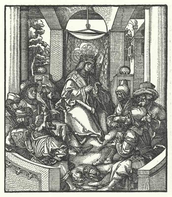 König Ludwig XI. von Frankreich verhandelt mit flämischen Rebellen von Hans (after) Burgkmair