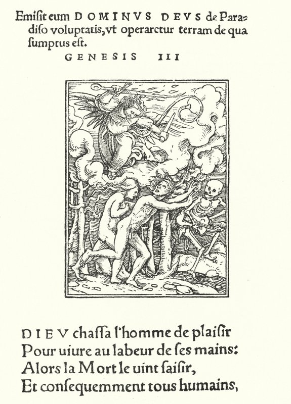 Die Vertreibung aus Eden (Gravur) von Hans (after) Holbein the Younger