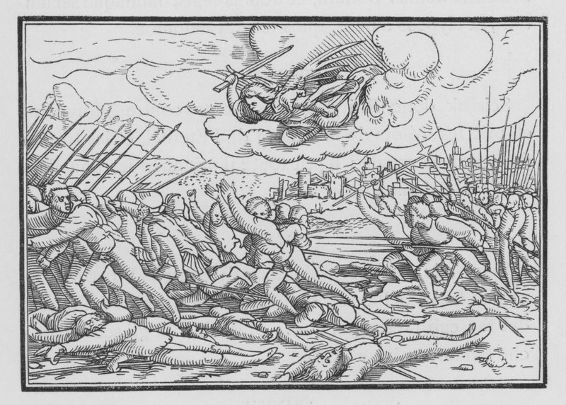 Ein Engel zerstört das assyrische Heer, 2 Chroniken XXXII, 21 von Hans after Holbein the Younger