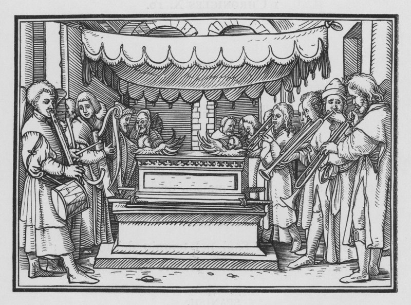 David bestimmt eine Gruppe von Sängern und Musikern, um den Herrn zu preisen, 1 Chroniken XVI, 4 von Hans after Holbein the Younger