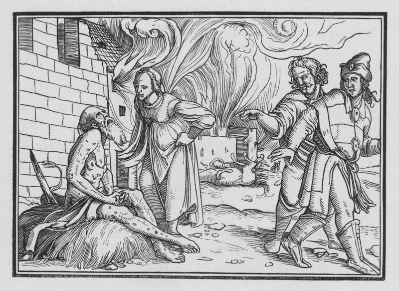 Hiob weist seine Frau zurecht, Hiob II, 9 von Hans after Holbein the Younger