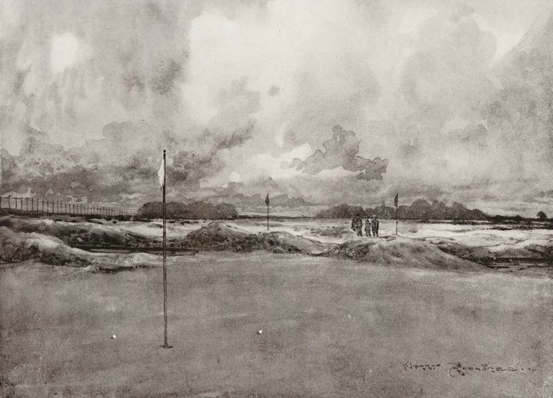 Golfplätze: Mitcham, das siebte Grün von Harry (1878 1950) Rountree