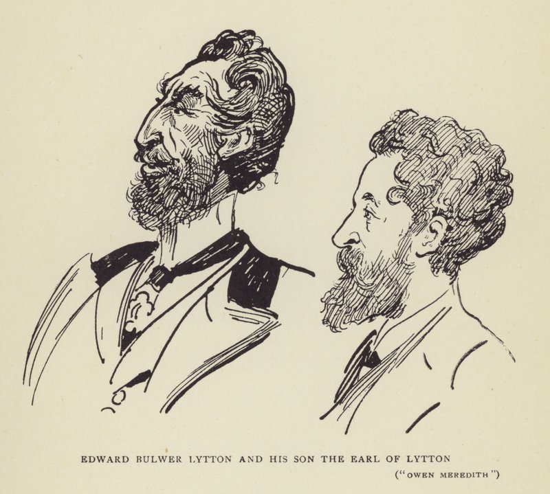 Edward Bulwer Lytton und sein Sohn, der Earl of Lytton, Owen Meredith von Harry Furniss