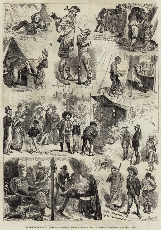 Skizzen beim Treffen und Lager der National Rifle Association auf Wimbledon-Common von Harry Furniss