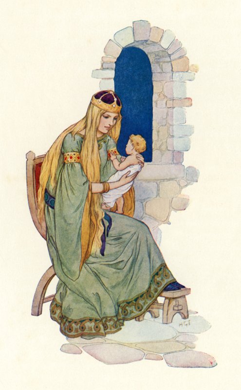 Die Königin mit dem kleinen Lancelot von Harry George Theaker