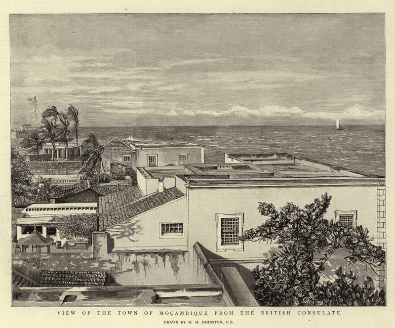 Ansicht der Stadt Mocambique vom britischen Konsulat von Harry Hamilton Johnston