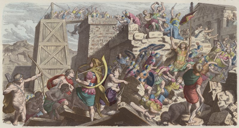Römische Soldaten stürmen eine Stadt von Heinrich Leutemann