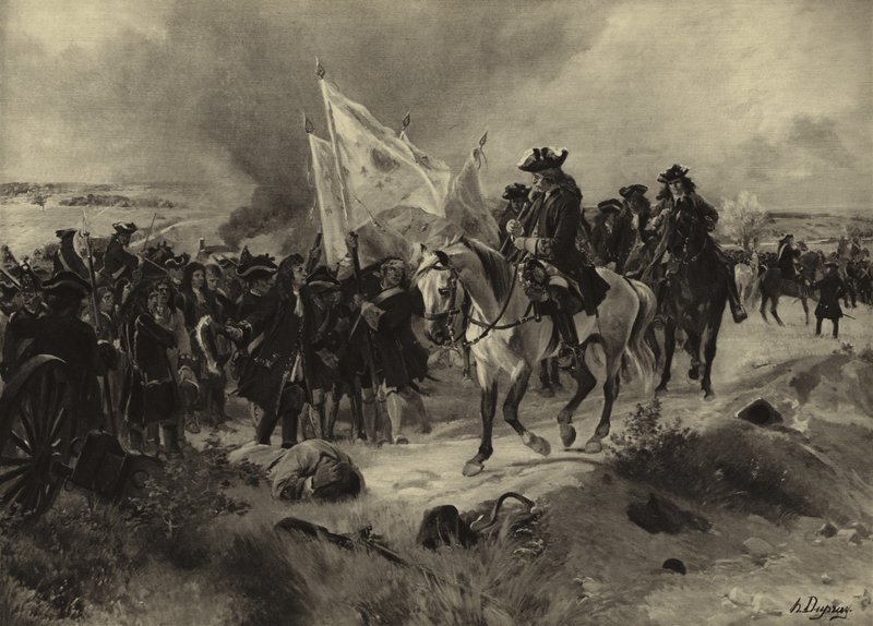 Schlacht bei Ramillies, 1706 (Gravur) von Henri-Louis Dupray