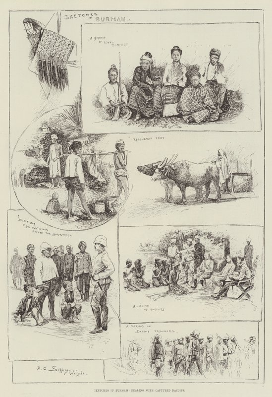 Skizzen in Burma, Umgang mit gefangenen Dacoits von Henry Charles Seppings Wright