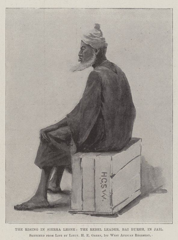 Der Aufstand in Sierra Leone, der Rebellenführer Bai Bureh im Gefängnis von Henry Charles Seppings Wright